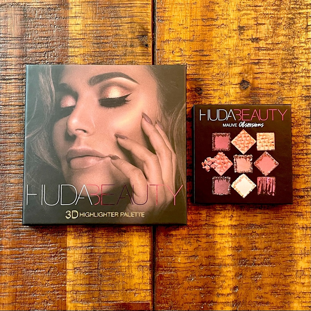 Huda Beauty 3D Highlighter Palette and Mauve Obsessions Eyeshadow